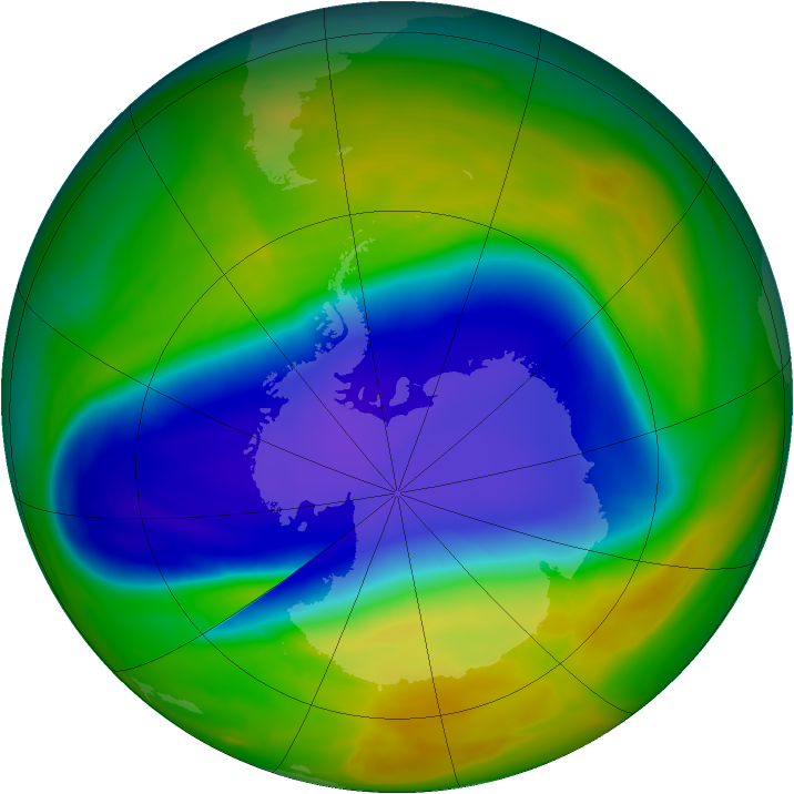 Antarctic ozone map for 26 October 2005